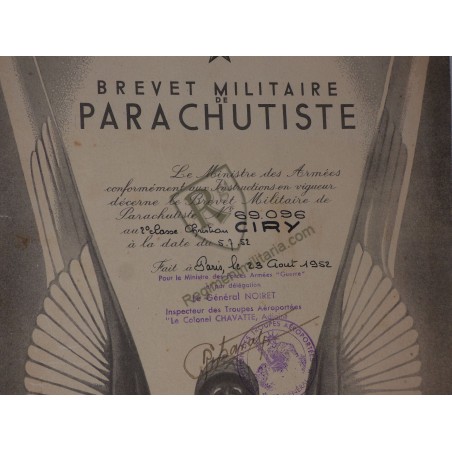 French Parachutist Diploma Indochina 1952