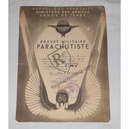 French Parachutist Diploma Indochina 1952