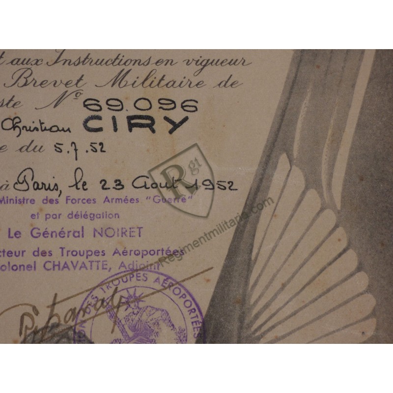French Parachutist Diploma Indochina 1952