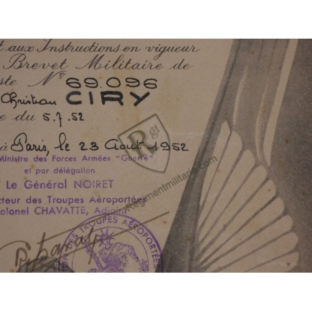 French Parachutist Diploma Indochina 1952