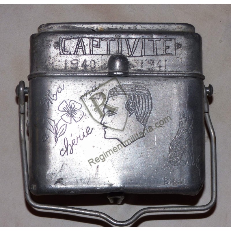 POW - engraved mess tin French Prisoner