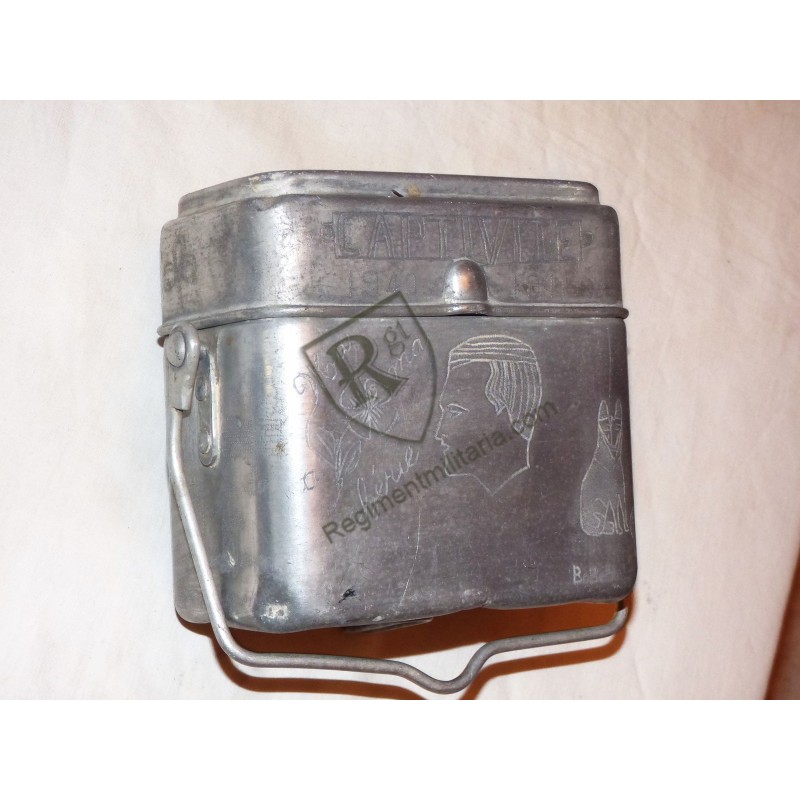POW - engraved mess tin French Prisoner