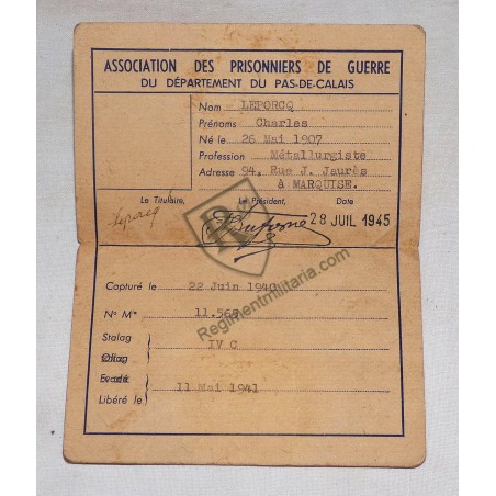 POW - Membership card 1945 STALAG IV C