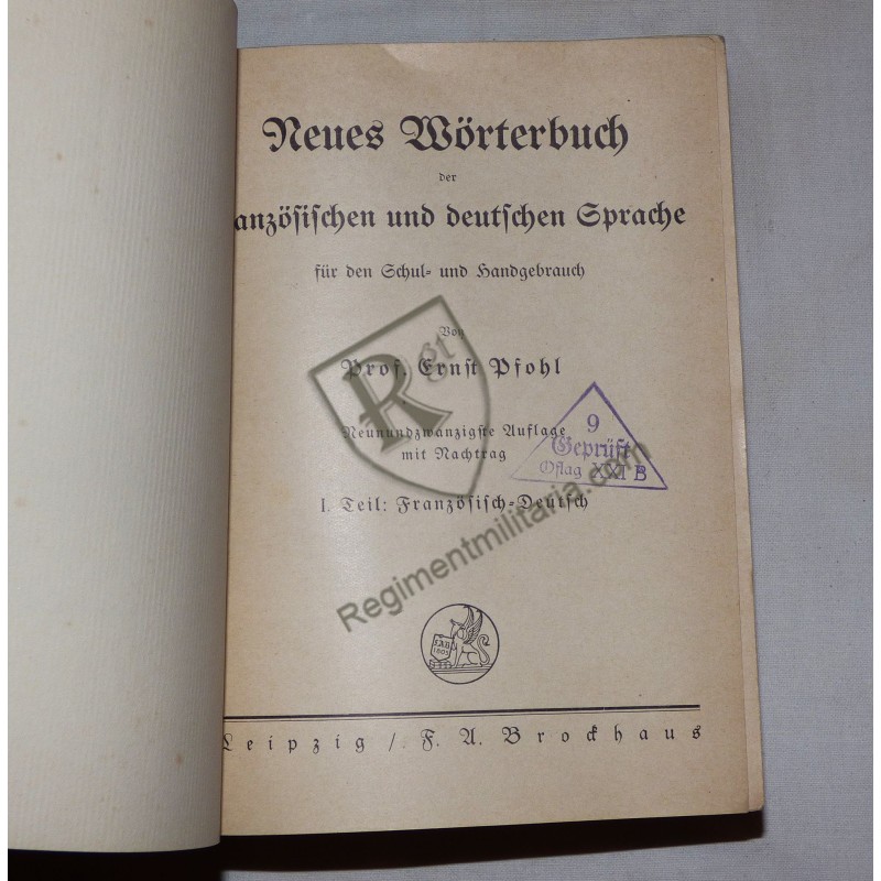 Prisonnier de guerre - Dictionnaire Français/Allemand OFLAG XXI B Prisonnier de guerre - Dictionnaire Français/Allemand OFLAG XXI B