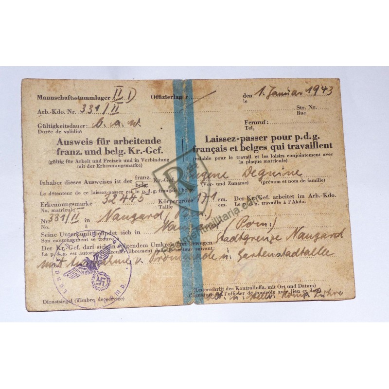 Prisonnier de guerre - Laissez-passer Stalag II D