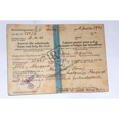 Prisonnier de guerre - Laissez-passer Stalag II D