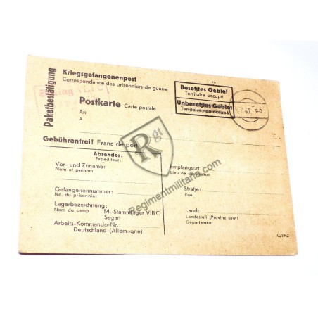 Prisonnier de guerre - Colis reçu Stalag VIII C