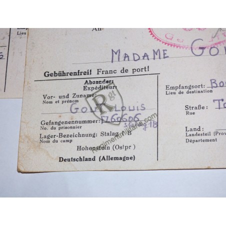 Prisonnier de guerre - Correspondance Stalag 1B