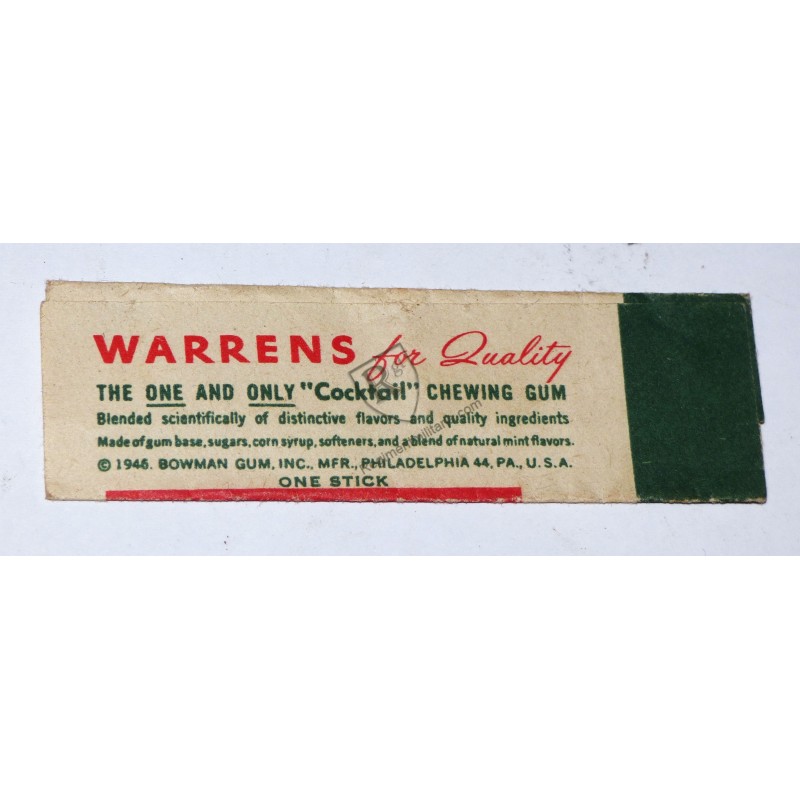 WARRENS MINT COCKTAIL Chewing gum - US ARMY 1946