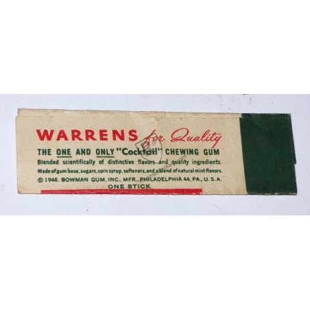 WARRENS MINT COCKTAIL Chewing gum - US ARMY 1946