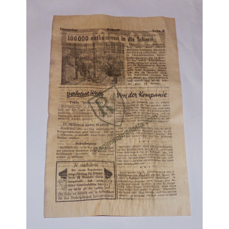 Tract américain FELDPOST Décembre 1944