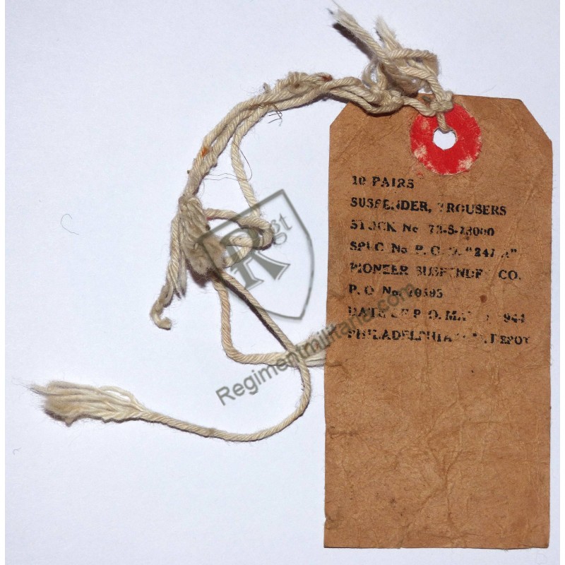 Etiquette stockage lot de 10 bretelles US ARMY 1944