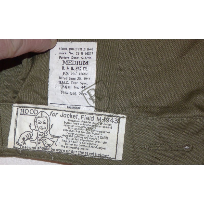 Capuche Veste M-43 datée 1944 US ARMY