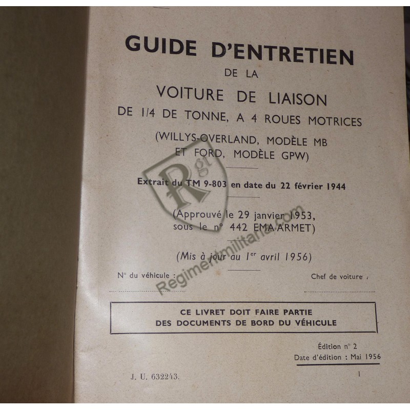 Original JEEP WILLYS logbook