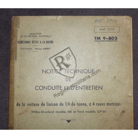 JEEP TM 9-803 French technical manual