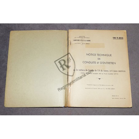 JEEP TM 9-803 French technical manual