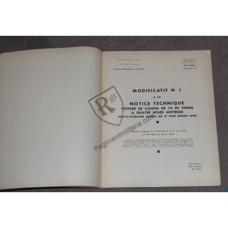 JEEP Amendment C1 TM 9-803 French technical manual