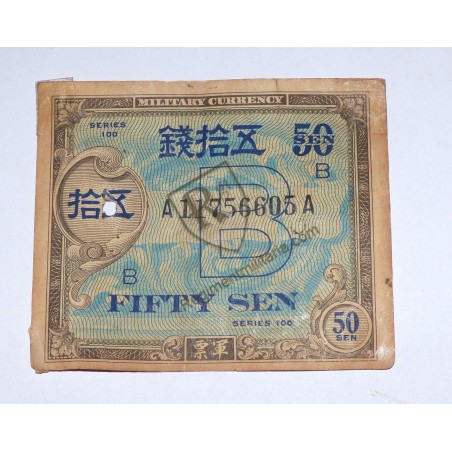 Bank note for American occupation of Japan 50 Sen