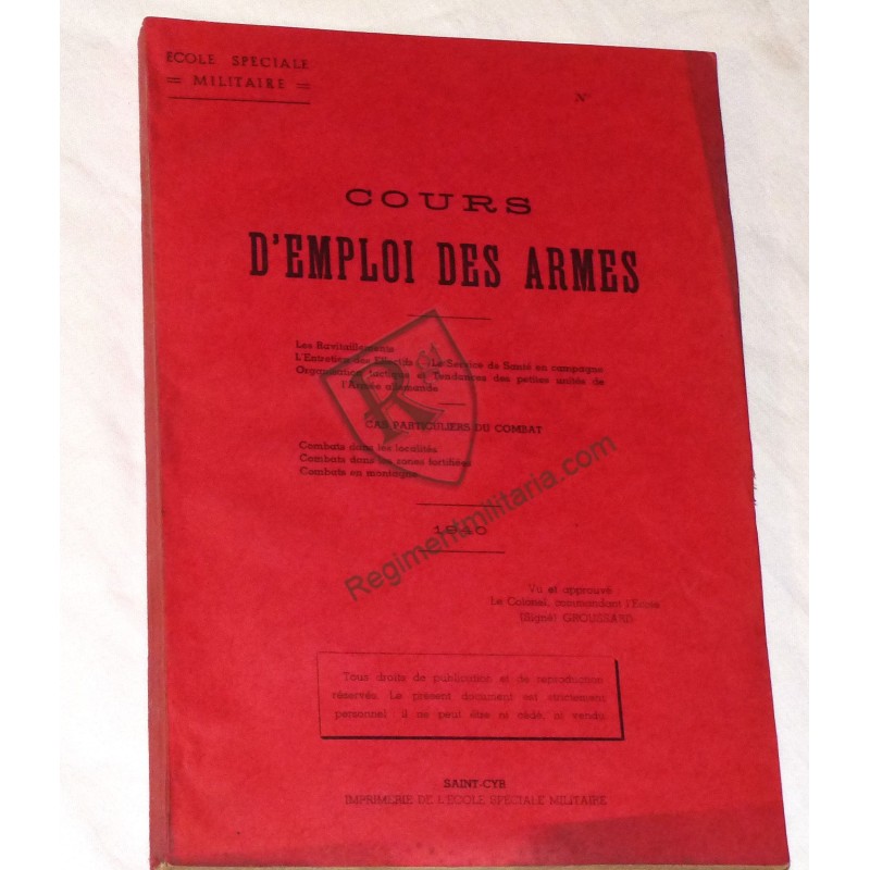 France 40 - Cours emploi des armes daté 1940