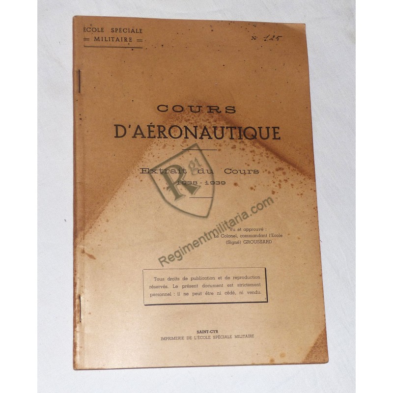 France 40 - Cours d'aéronautique datés 1938