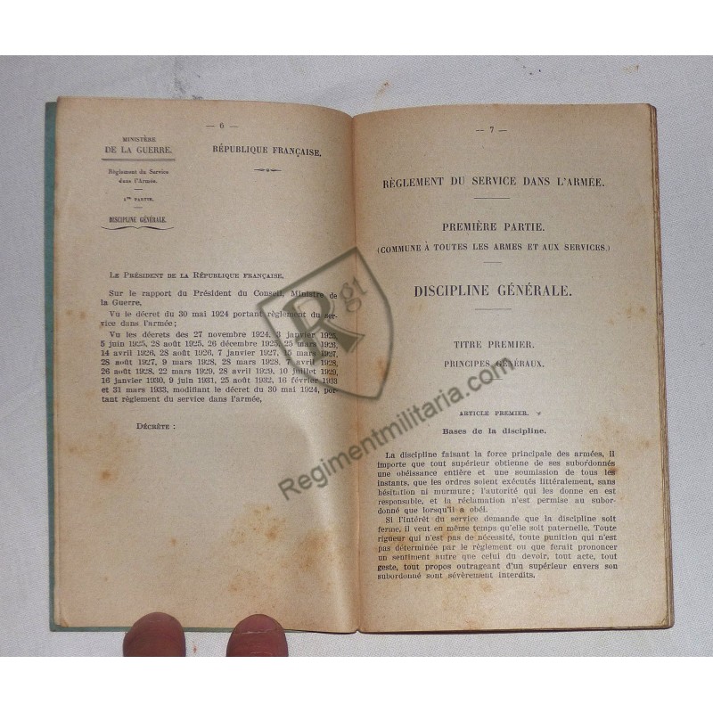French Ministry of War 1939 General Discipline