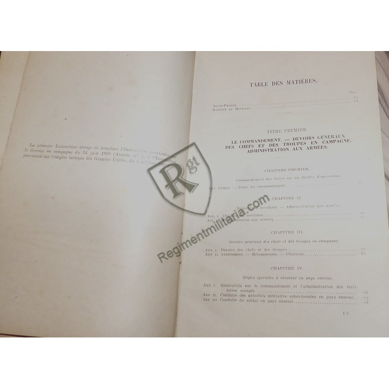 France 40 - Cours service en campagne 1938