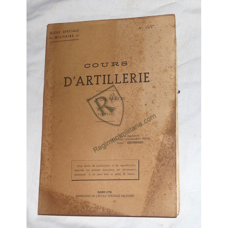 France 40 - Cours Artillerie  1939-1940