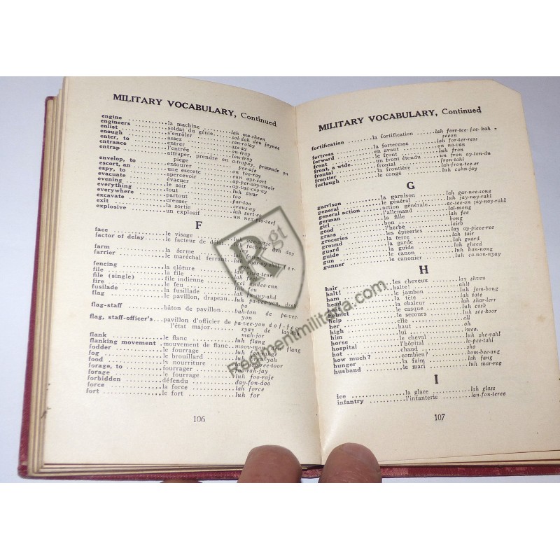 WW1 US ARMY Guide conversation Français / US
