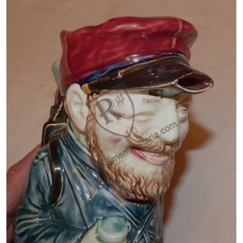 French soldier majolica pitcher, late 19th century
