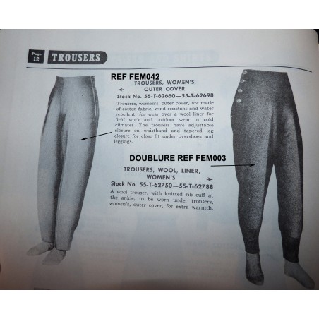 WAC & Nurse pantalon M-1943 Liner