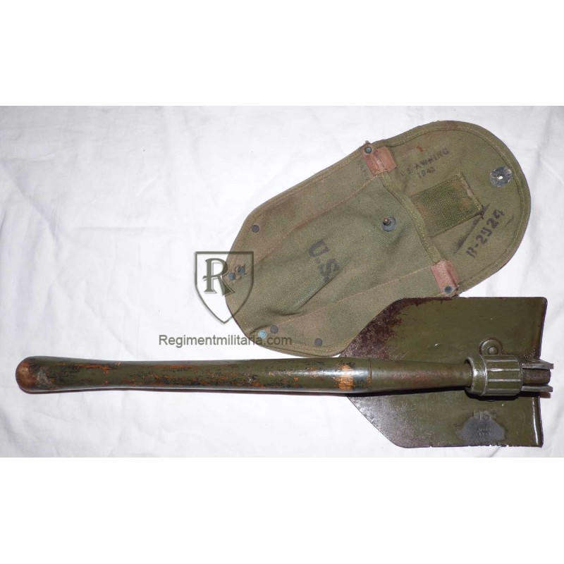 M-1943 Folding Shovel, dated 1943 with OD7 sheath.