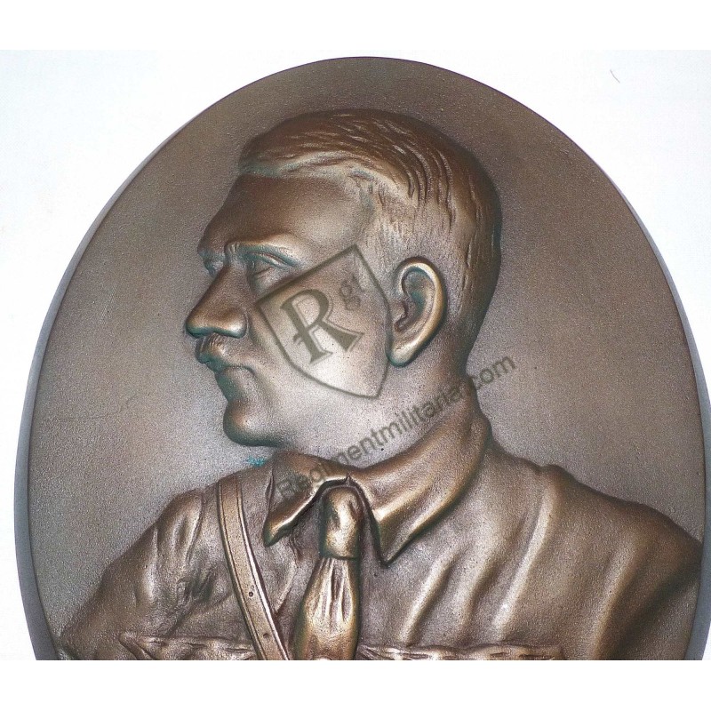 Plaque bronze profil Adolf Hitler