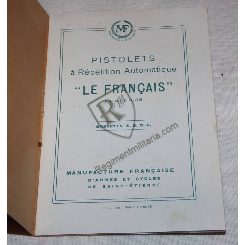 Box and manual for LE FRANCAIS pistol