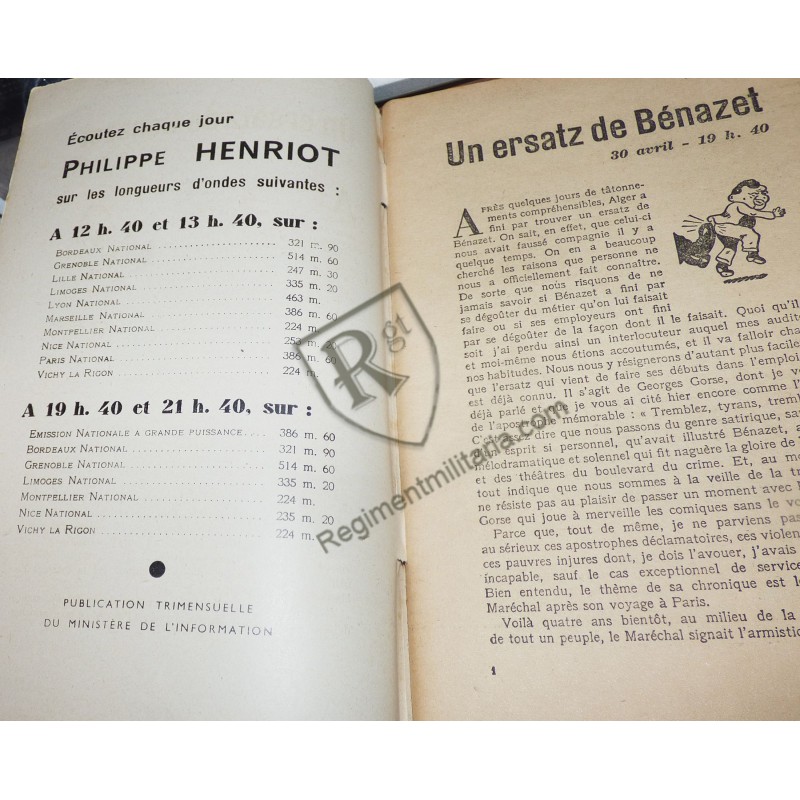 Série 12 numéros des Editoriaux de Philippe HENRIOT