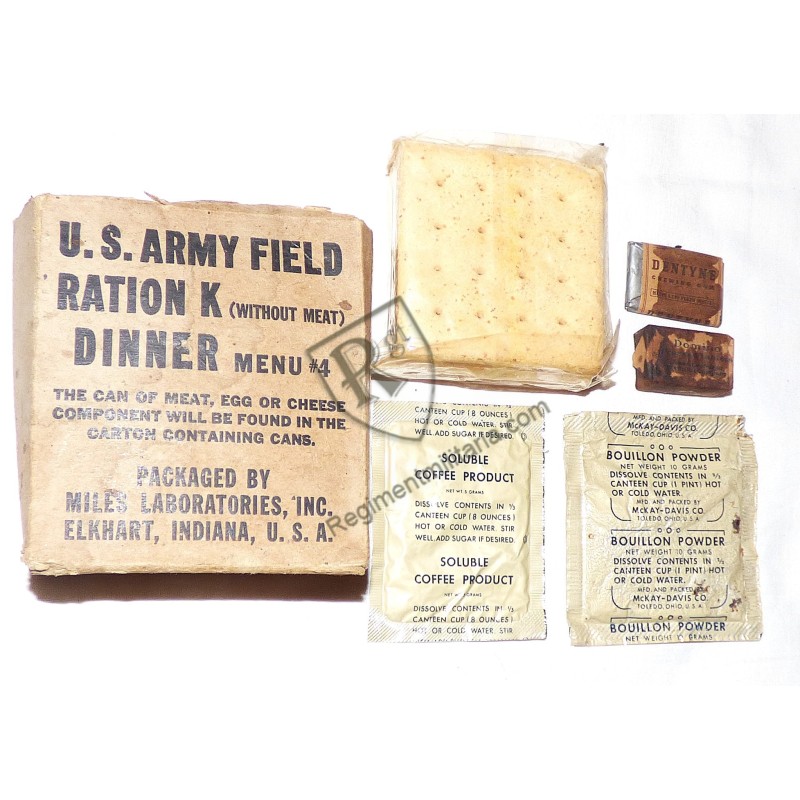 Field Ration K DINNER Menu 4 datée1943