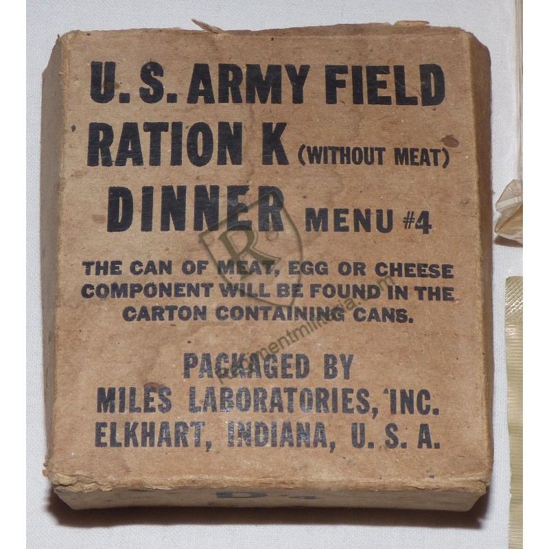 Field Ration K DINNER Menu 4 datée1943