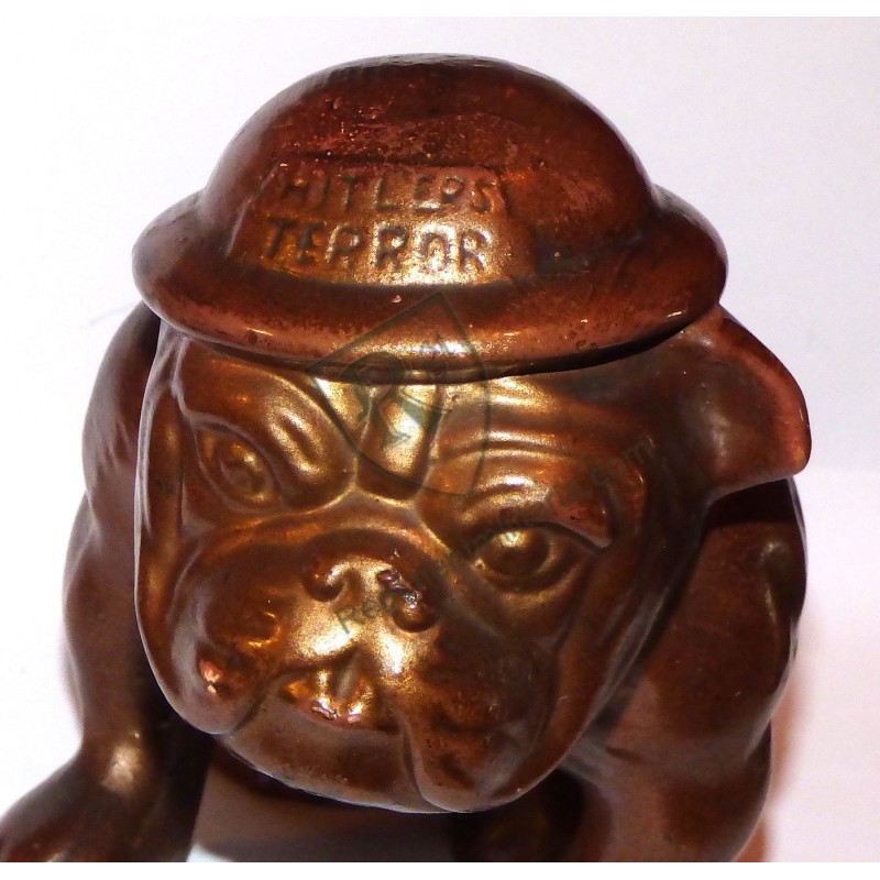 Brown ceramic HITLER'S TERROR BULLDOG WW2