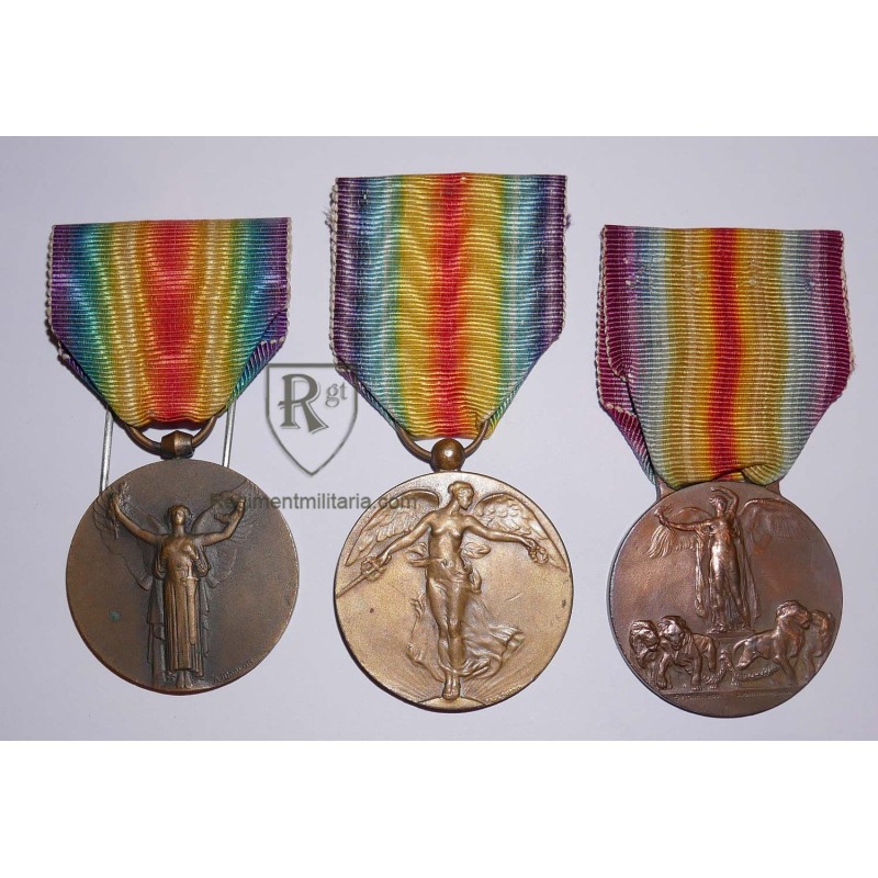 set of French, Belgium, Italian WW1 Victory médals.